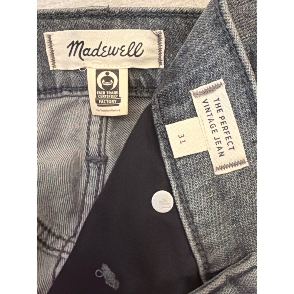 Madewell The Perfect Vintage Jean Faded Black Straight Leg Denim Size 31